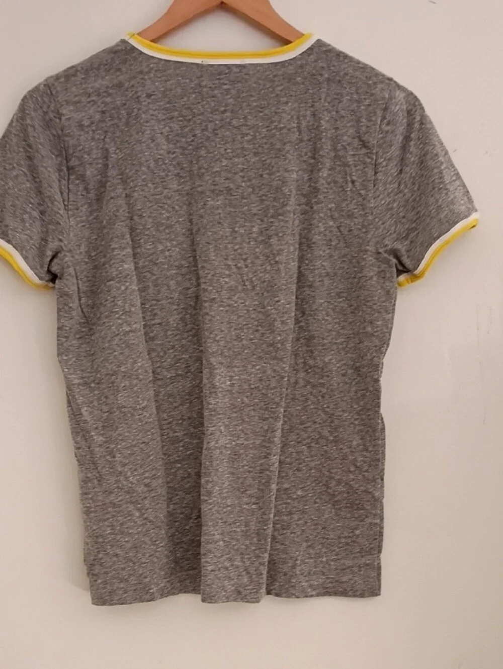 J. Crew Gray Heather Short-Sleeve Tee with Yellow & White Trim